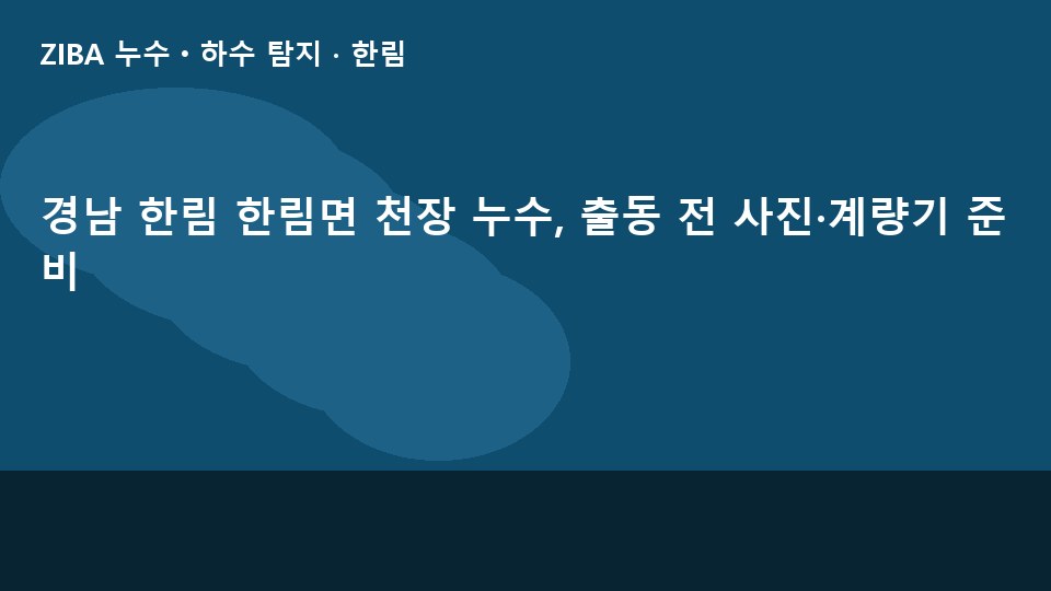 경남 한림 한림면 천장 누수, 출동 전 사진·계량기 준비