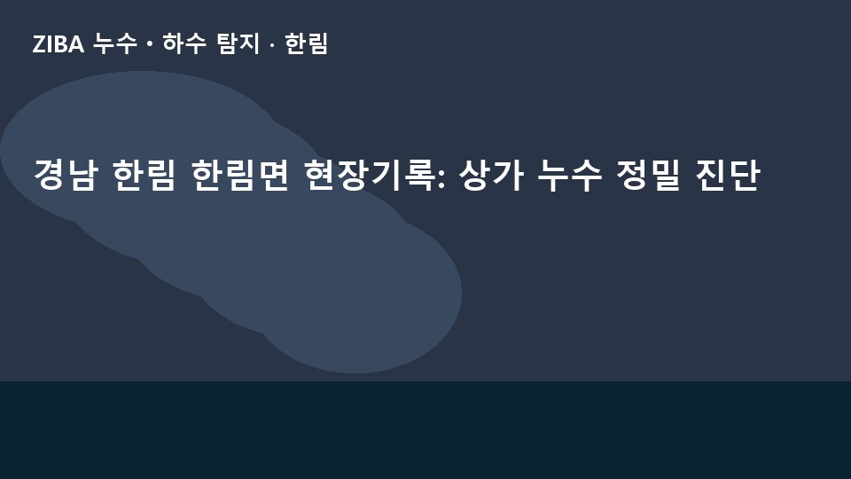 경남 한림 한림면 현장기록: 상가 누수 정밀 진단